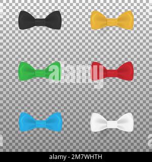 Set of colorful realistic bow ties isolated on background. Vector illustration. Eps 10 Stock Vector