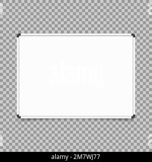 Empty whiteboard. magnetic board isolated on transparent background. Vector illustration. Eps 10. Stock Vector
