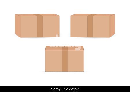 cardboard package boxes mockup isolated on white background. Vector illustration. Eps 10. Stock Vector