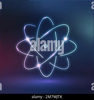 Atom science education icon vector neon digital graphic Stock Vector