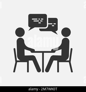 People at a table talking, icon isolated on white background. Vector illustration. Eps 10. Stock Vector