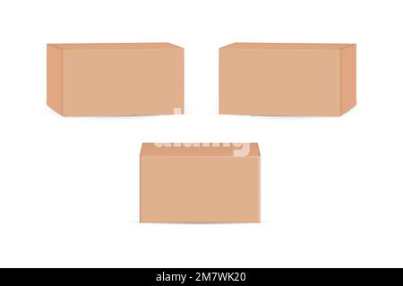 cardboard package boxes mockup isolated on white background. Vector illustration. Eps 10. Stock Vector