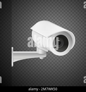 Realistic modern CCTV camera isolated on transparent background. Vector illustration. Eps 10. Stock Vector