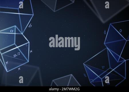 Geometry education blue background vector frame disruptive education digital remix Stock Vector
