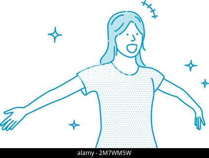 Vector illustration of young  woman  spreading their arms Stock Vector