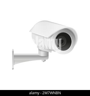 Realistic modern CCTV camera isolated on white background. Vector illustration. Eps 10. Stock Vector