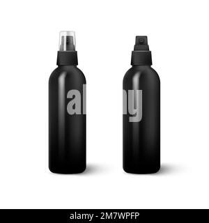 Realistic Cosmetic bottle can sprayer container isolated on white background. Vector illustration. Eps 10. Stock Vector