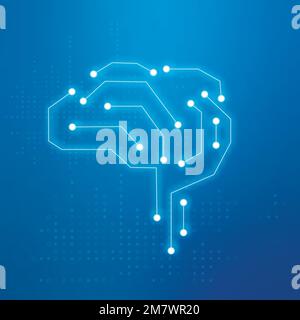 AI technology connection brain icon vector in blue digital transformation concept Stock Vector