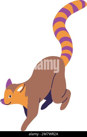Tropical animals, exotic ring tailed lemur vector Stock Vector