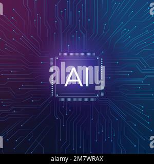 AI technology microchip background vector digital transformation concept Stock Vector