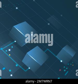 Blockchain technology background vector in gradient blue Stock Vector