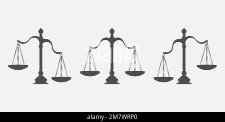 Set of scales balance isolated on white background. Vector illustration. Eps 10. Stock Vector