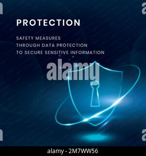 Data protection technology template vector with lock shield icon Stock Vector