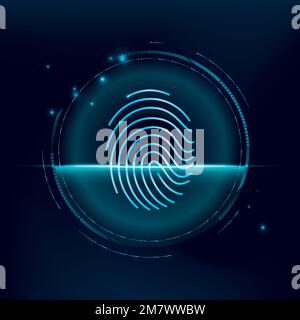 Fingerprint biometric scan vector cyber security technology Stock Vector