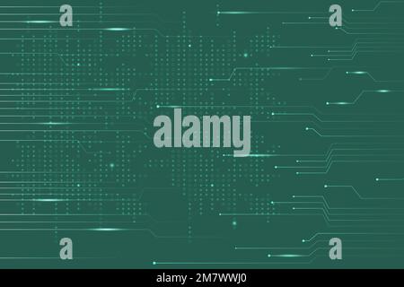 Green data technology background vector with circuit lines Stock Vector