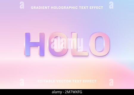 Gradient holographic editable vector text effect Stock Vector