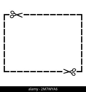Cut out coupon rectangle shape with scissors. Vector illustration eps 10. Stock Vector