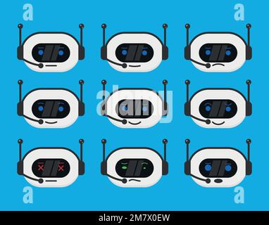 Chatbot vector line icon set. Bot line icon design. Cute smiling robot ...
