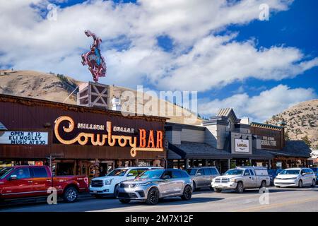 Million Dollar Cowboy Bar, Western Style Bar, Jackson Landmark, Town of Jackson,typical Scene in Autumn  Grand Teton National Park Wyoming,North Ameri Stock Photo