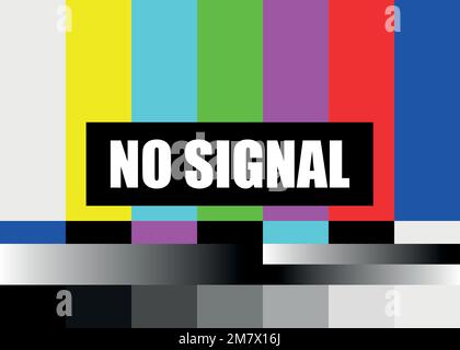 No Signal TV Test Pattern Vector. Television Colored Bars Signal. Introduction And The End Of The TV Programming. SMPTE Color Bars Illustration. Stock Vector