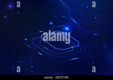 Blue futuristic microchip background vector information digital transformation Stock Vector