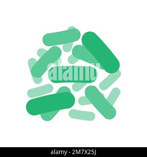 Green probiotics bacteria icon, logo isolated on white background. Vector illustration. Eps 10. Stock Vector