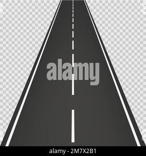 Straight road isolated on transparent background. Vector illustration. Eps 10. Stock Vector