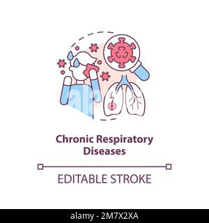 Asthma chronic disease flat infographic elements collection with ...