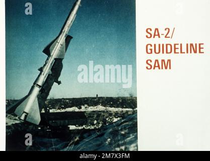 A side view of a Soviet SA-2 Guideline surface-to-air missile. Country: Unknown Stock Photo