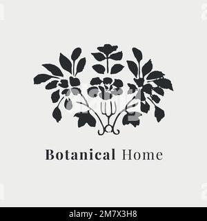 Beautiful leaf logo vector template for botanical branding in black Stock Vector