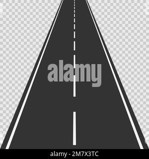 Straight road isolated on transparent background. Vector illustration. Eps 10. Stock Vector