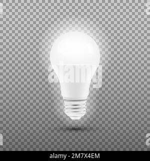Glowing LED bulb isolated on transparent background. Vector illustration. Eps 10. Stock Vector