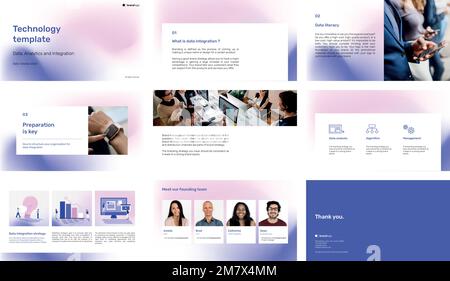 Editable technology presentation template vector set Stock Vector