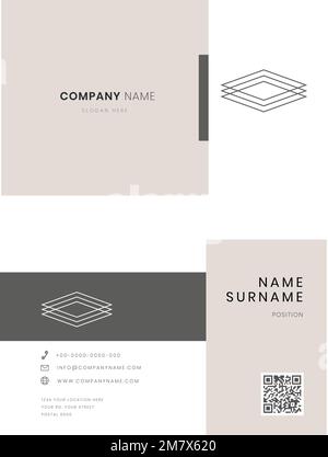 Beige business card vector editable template Stock Vector