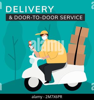 Door to door delivery template vector social media post Stock Vector