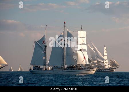 Omani Navy barquentine Shabab Oman, off Belgian coast, 2010 Stock Photo