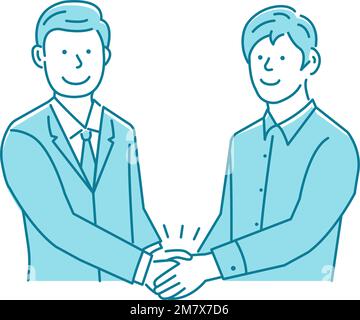 Vector illustration of a male business person shaking hands with a customer Stock Vector