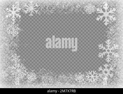 Snow frame. Frozen window. Window frozen glass ice. Vector illustration. Eps 10. Stock Vector