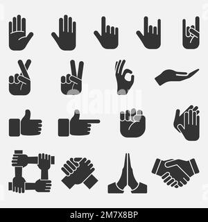 Hand icon set isolated on white background. Vector illustration. Eps 10. Stock Vector