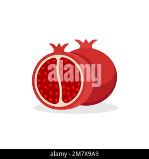 Pomegranate fruit isolated on white background. Vector illustration. Eps 10. Stock Vector