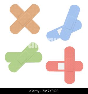 Medical adhesive bandage plasters isolated on white background. Vector illustration. Eps 10. Stock Vector