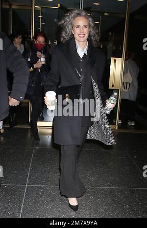 New York, NY, USA. 10th Jan, 2023. Andie MacDowell seen at NBC's Today Show In New York City on January 10, 2022. Credit: Rw/Media Punch/Alamy Live News Stock Photo