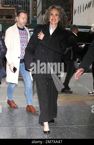 New York, NY, USA. 10th Jan, 2023. Andie MacDowell seen at NBC's Today Show In New York City on January 10, 2022. Credit: Rw/Media Punch/Alamy Live News Stock Photo