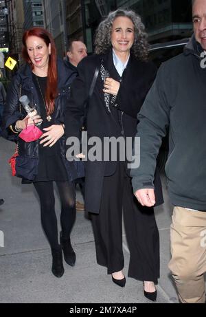 New York, NY, USA. 10th Jan, 2023. Andie MacDowell seen at NBC's Today Show In New York City on January 10, 2022. Credit: Rw/Media Punch/Alamy Live News Stock Photo