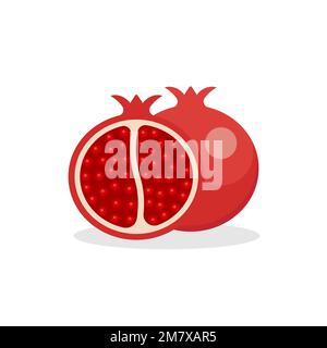 Pomegranate fruit isolated on white background. Vector illustration. Eps 10. Stock Vector