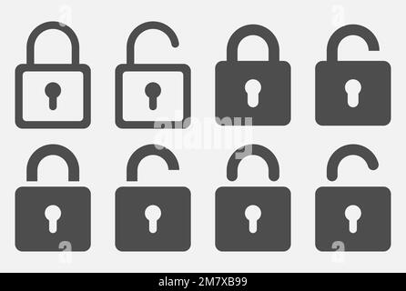 locked icon set isolated on white background. Vector illustration. Eps 10. Stock Vector