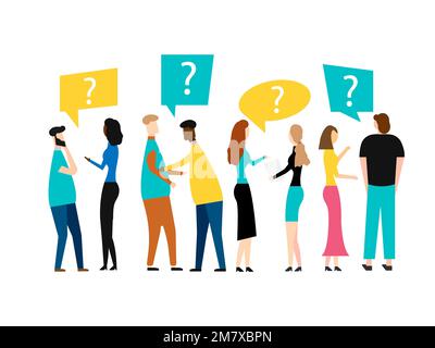 Group of cartoon young people talking. isolated on white background. Vector illustration. Eps 10. Stock Vector