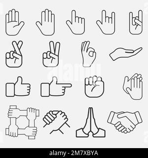 Hand icon set isolated on white background. Vector illustration. Eps 10. Stock Vector