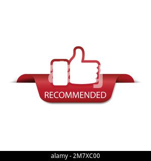 Banner recommended with thumb up icon isolated on white background. Vector illustration. Eps 10. Stock Vector