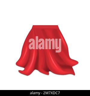 Realistic box covered with red silk cloth isolated on white background. Vector illustration. Eps 10. Stock Vector